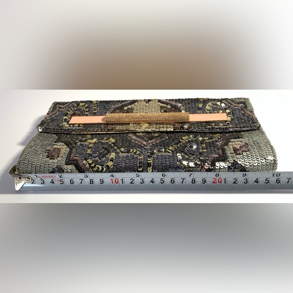 Rene Caovilla Crystal-Embellished Rectangular Clutch Gold Small HandBag Purse - Picture 6 of 9